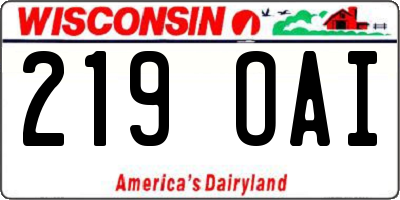 WI license plate 219OAI