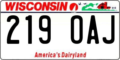 WI license plate 219OAJ