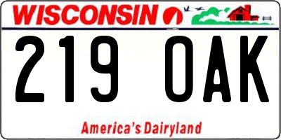 WI license plate 219OAK