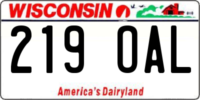 WI license plate 219OAL