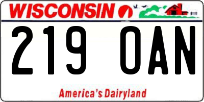 WI license plate 219OAN