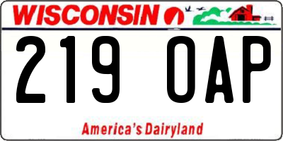 WI license plate 219OAP