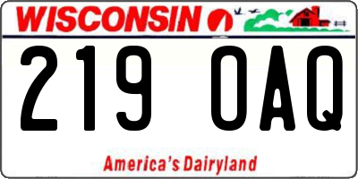 WI license plate 219OAQ