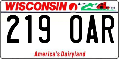 WI license plate 219OAR