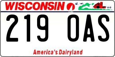 WI license plate 219OAS