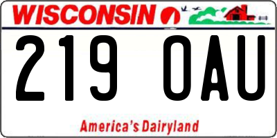 WI license plate 219OAU