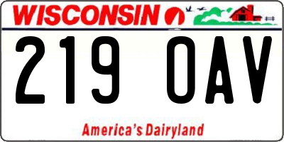WI license plate 219OAV
