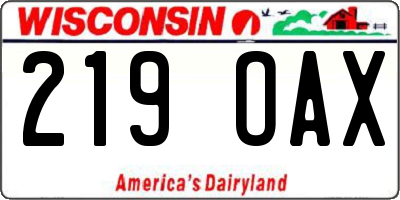 WI license plate 219OAX