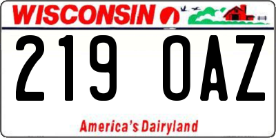 WI license plate 219OAZ