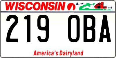 WI license plate 219OBA