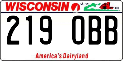 WI license plate 219OBB