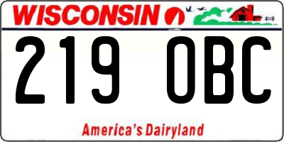 WI license plate 219OBC
