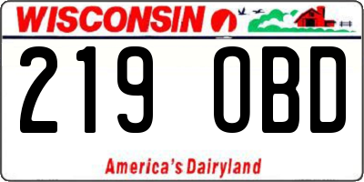 WI license plate 219OBD