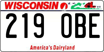 WI license plate 219OBE