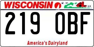 WI license plate 219OBF