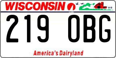 WI license plate 219OBG