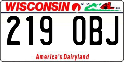 WI license plate 219OBJ