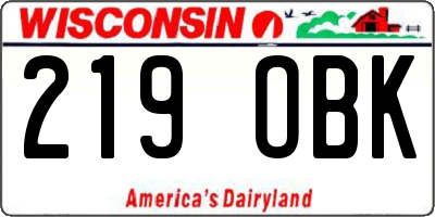 WI license plate 219OBK
