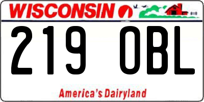 WI license plate 219OBL