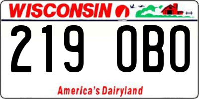 WI license plate 219OBO