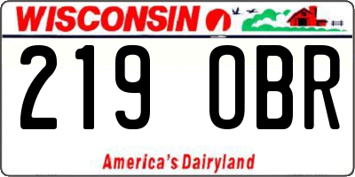 WI license plate 219OBR