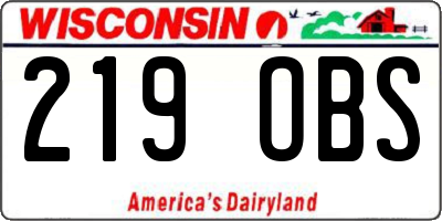 WI license plate 219OBS
