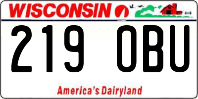 WI license plate 219OBU