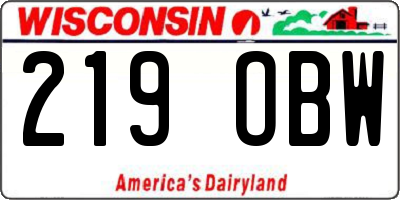 WI license plate 219OBW