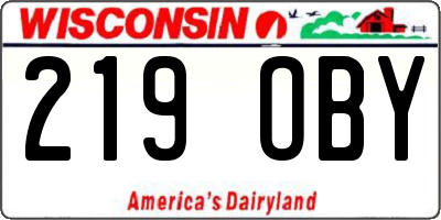 WI license plate 219OBY