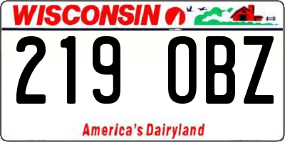 WI license plate 219OBZ