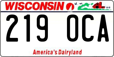 WI license plate 219OCA