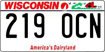 WI license plate 219OCN