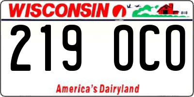 WI license plate 219OCO