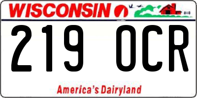 WI license plate 219OCR