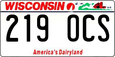 WI license plate 219OCS