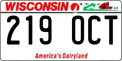 WI license plate 219OCT