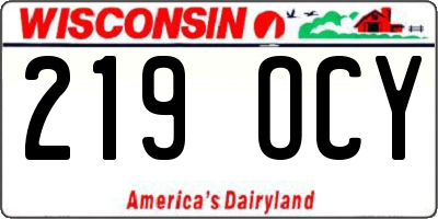 WI license plate 219OCY