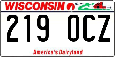WI license plate 219OCZ