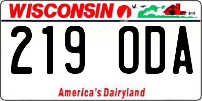 WI license plate 219ODA