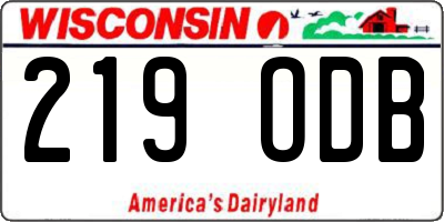 WI license plate 219ODB