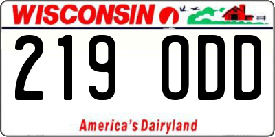 WI license plate 219ODD