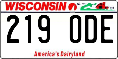 WI license plate 219ODE