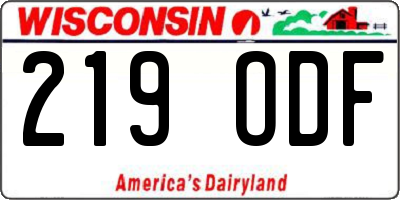 WI license plate 219ODF