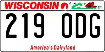 WI license plate 219ODG