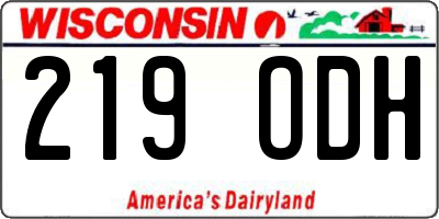 WI license plate 219ODH