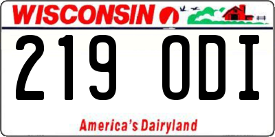WI license plate 219ODI