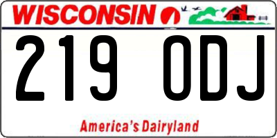 WI license plate 219ODJ