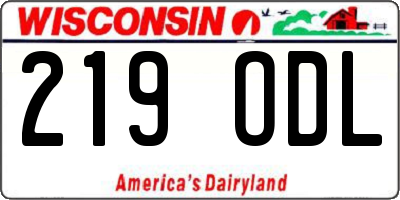 WI license plate 219ODL