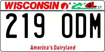 WI license plate 219ODM