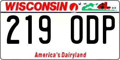 WI license plate 219ODP